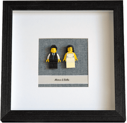 Image of frame with lego couple.